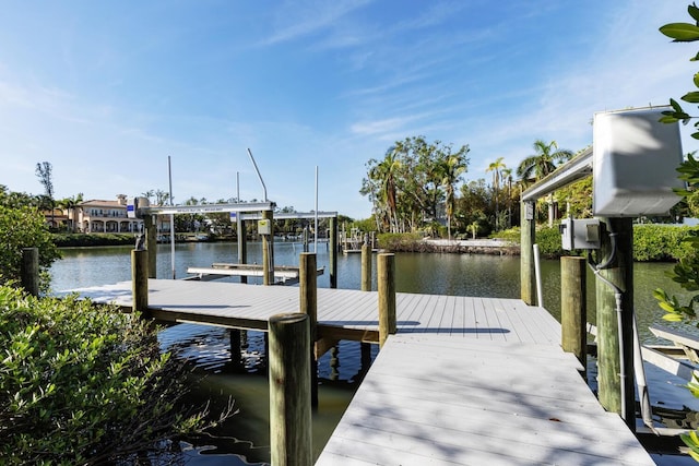 view of dock featuring a water view