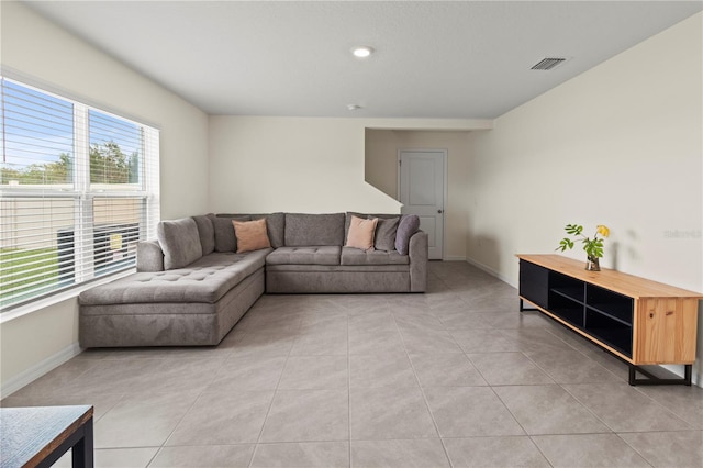 view of tiled living room