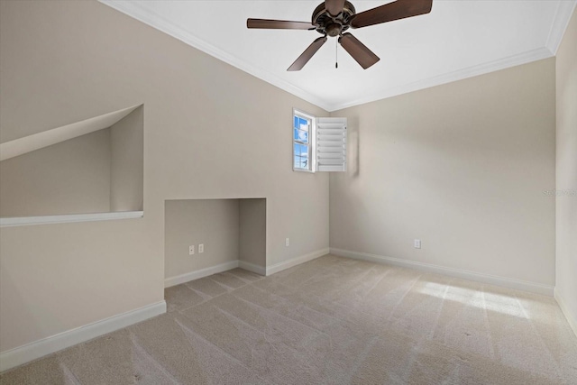 interior space featuring light carpet and ceiling fan