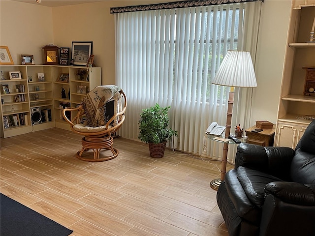 living area featuring light wood-type flooring