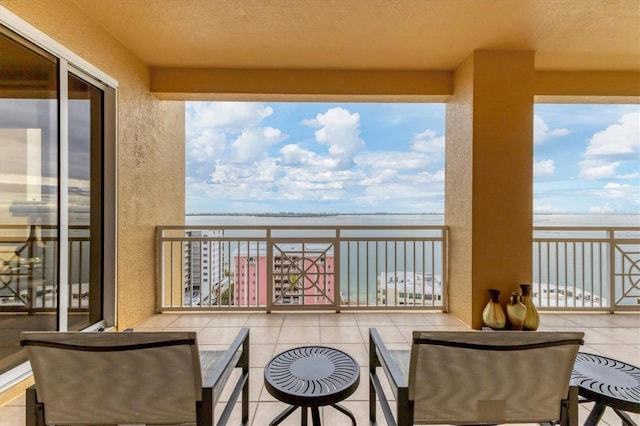 balcony with a water view