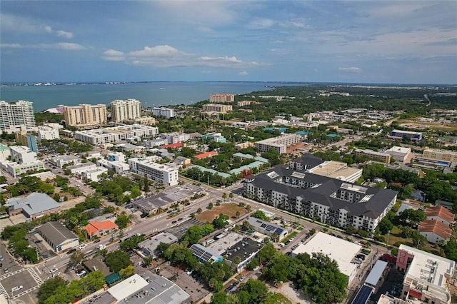 bird's eye view featuring a water view