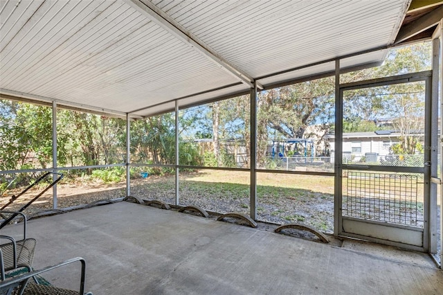 view of unfurnished sunroom