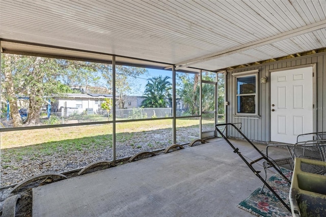 view of unfurnished sunroom