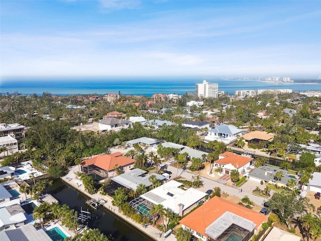 bird's eye view featuring a water view