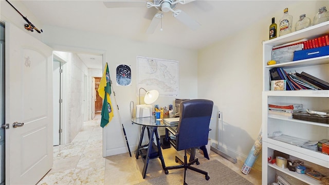 home office featuring ceiling fan