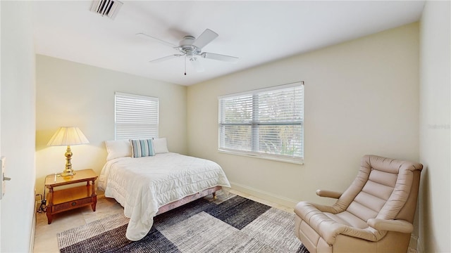 bedroom featuring ceiling fan