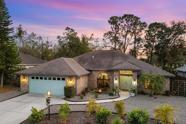 view of front of house with a garage