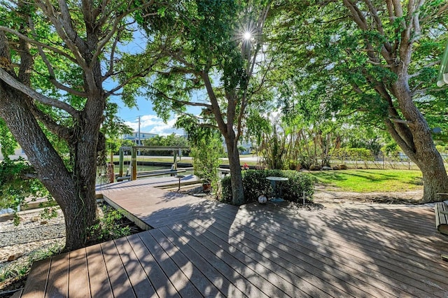 view of property's community with a wooden deck