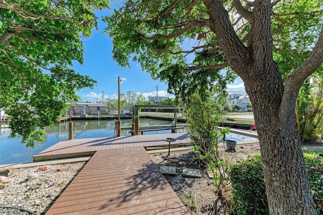 view of dock featuring a water view