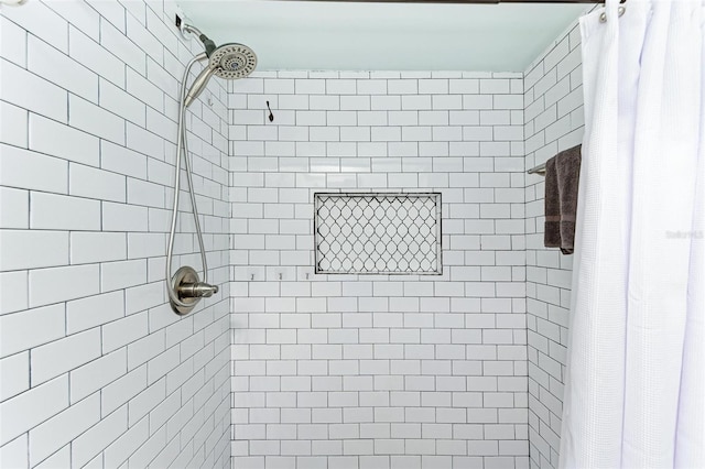 bathroom featuring a shower with shower curtain