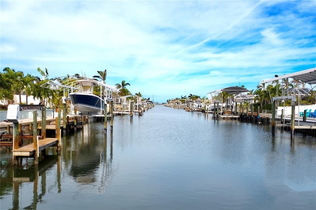 view of dock featuring a water view