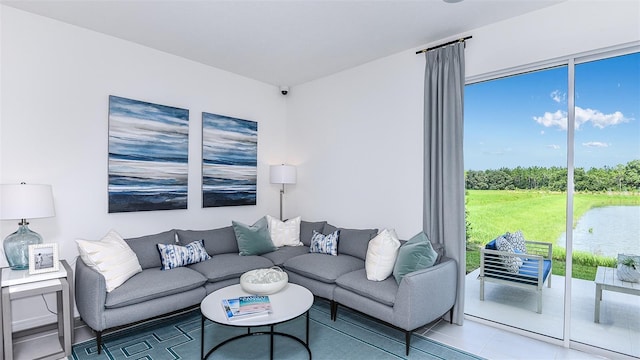 view of tiled living room