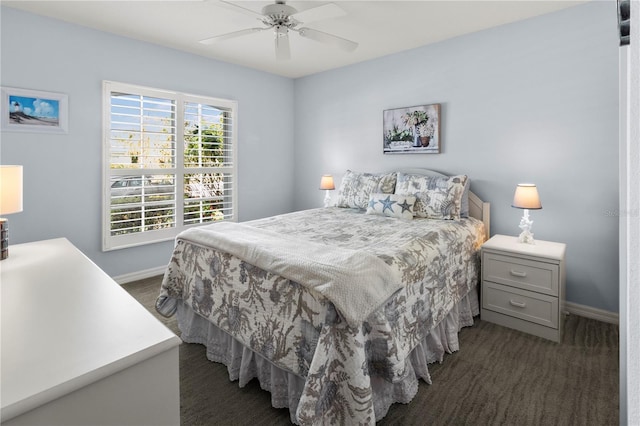 bedroom featuring ceiling fan