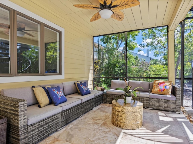 1214 Sea Plume Way, Sarasota, FL 34242 - sunroom with an outdoor living space, healthy amount of natural light, and a ceiling fan