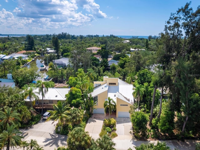 1214 Sea Plume Way, Sarasota, FL 34242 - aerial view of property and surrounding area featuring a nearby body of water and a tree filled landscape