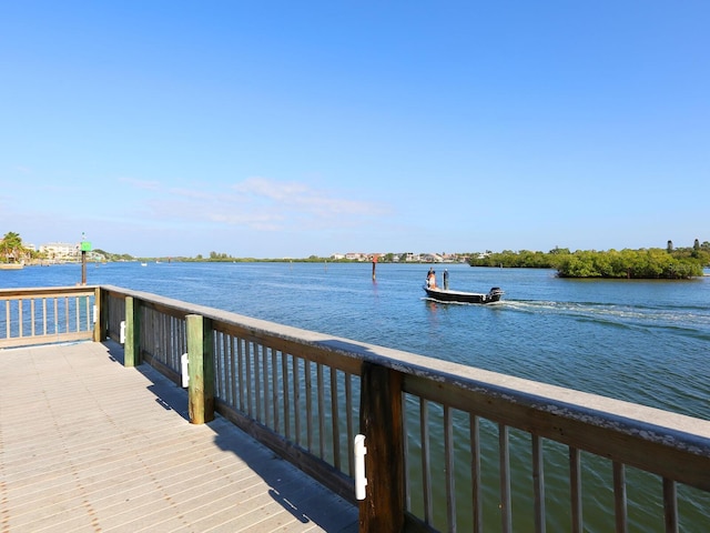 view of dock featuring a water view