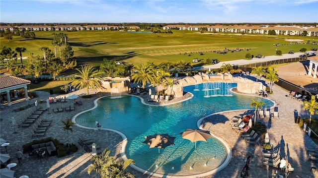 view of swimming pool featuring a patio