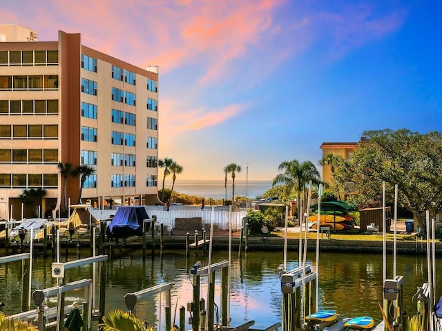 water view with a boat dock