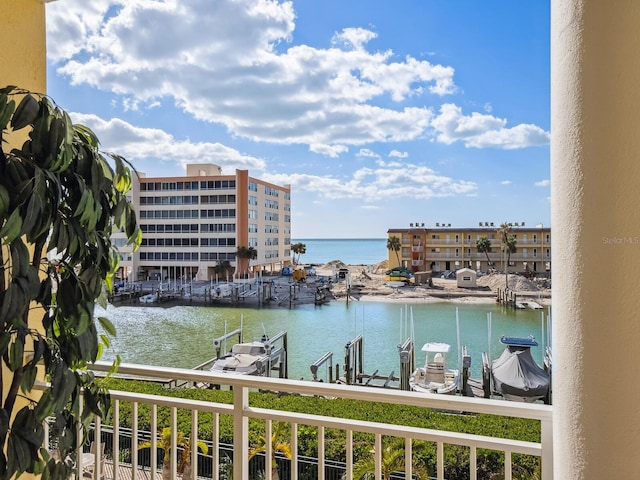 view of water feature featuring a boat dock