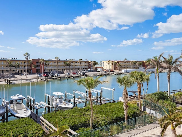 water view with a boat dock