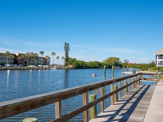 view of dock featuring a water view