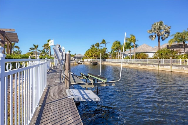 view of dock featuring a water view