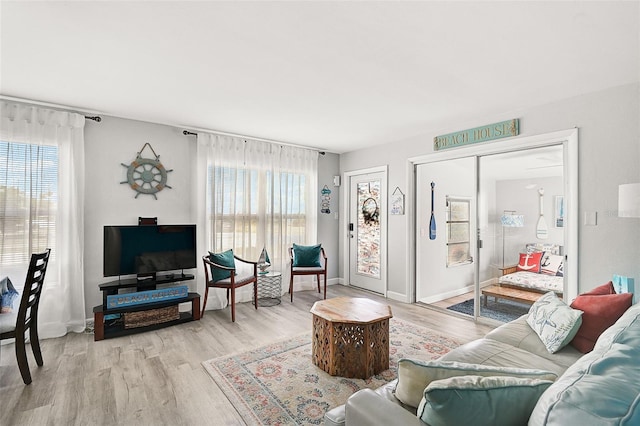 living room featuring light hardwood / wood-style flooring