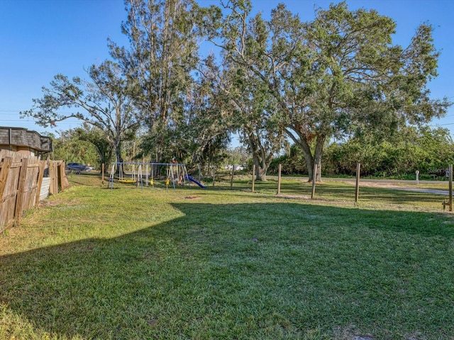 view of yard with a playground