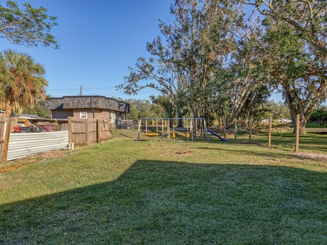 view of yard with a playground