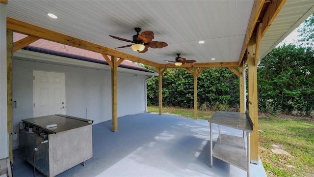 view of patio / terrace with ceiling fan