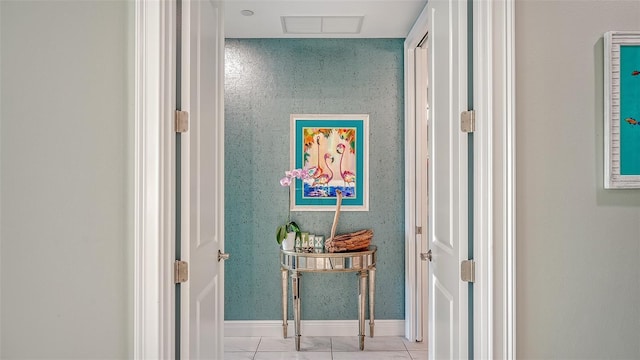 hallway with light tile patterned flooring