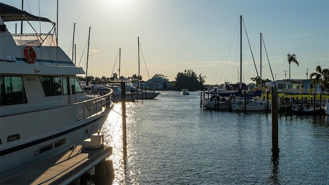 view of dock featuring a water view