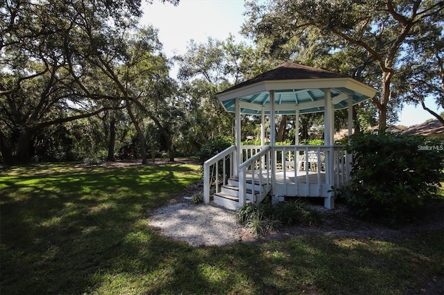 view of yard featuring a gazebo