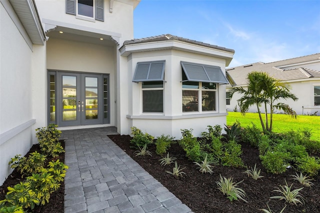 property entrance with french doors