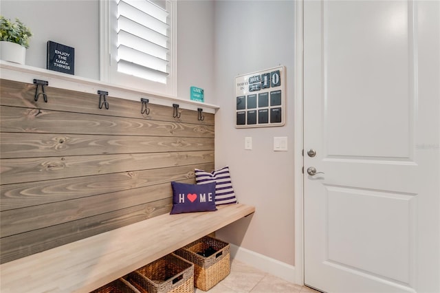 mudroom featuring light tile patterned floors