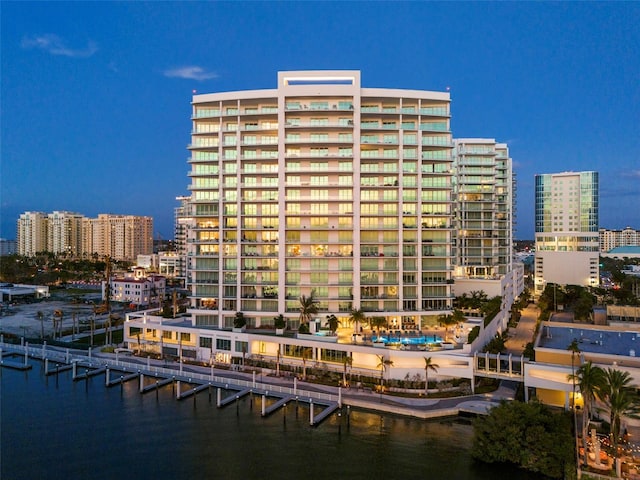 view of property with a water view