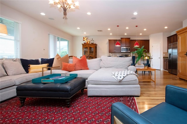 living room featuring light hardwood / wood-style floors