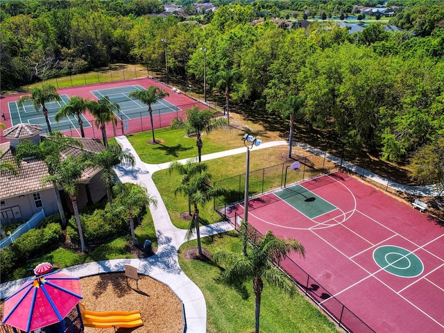 exterior space with tennis court