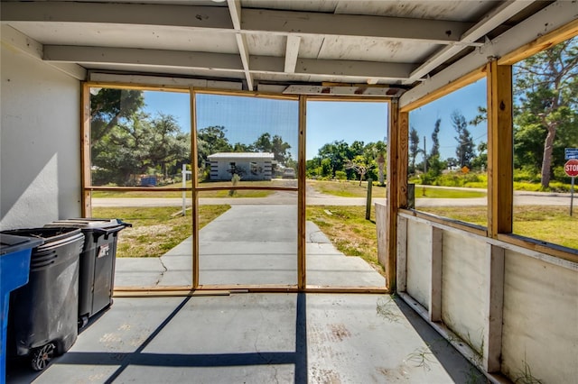 view of unfurnished sunroom