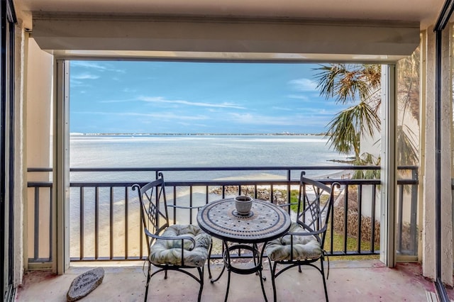 balcony with a water view