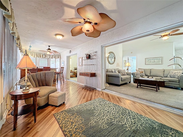 living room with hardwood / wood-style flooring