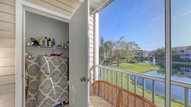 balcony with a water view