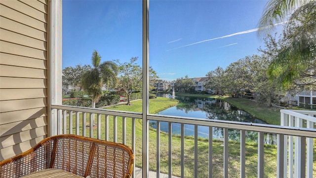 balcony with a water view