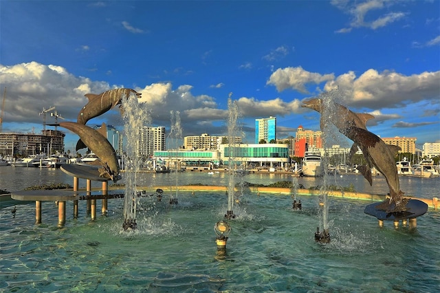 view of playground featuring a water view