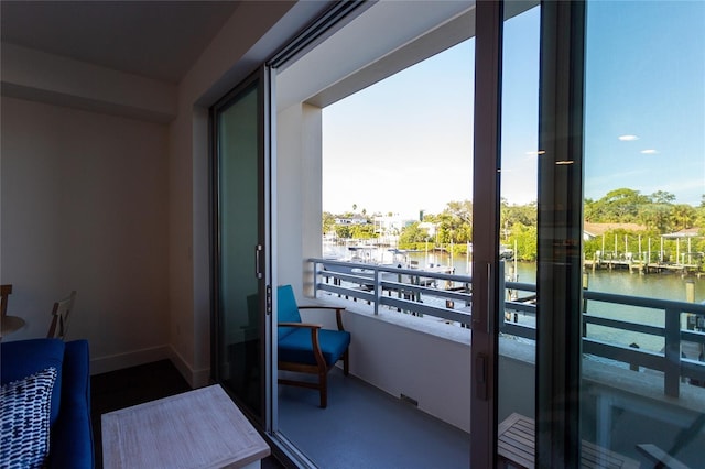 balcony with a water view