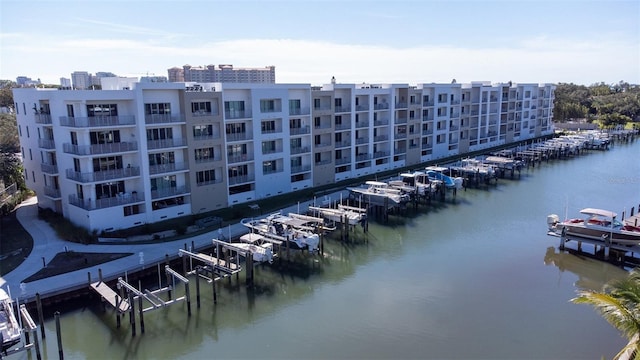 exterior space with a boat dock