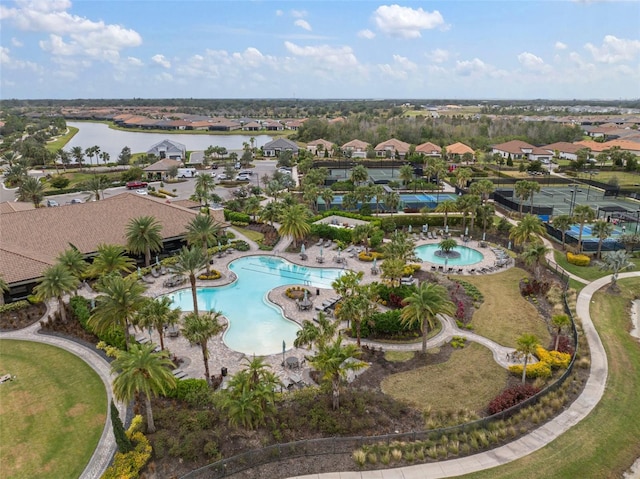 bird's eye view featuring a water view