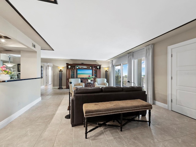 view of tiled living room