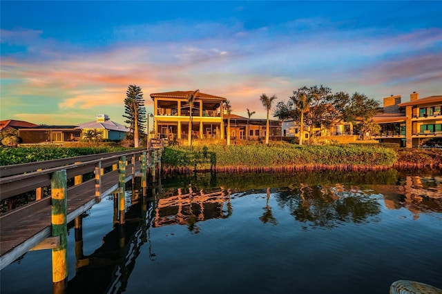 view of dock featuring a water view